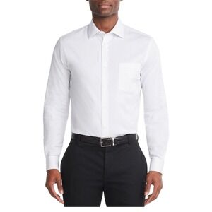 Van Heusen Mens White Extreme Stain Defense Dress Shirt XL 17-17.5 36/37